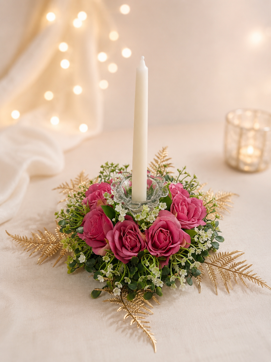 Petal Poetry Floral Table Centerpiece | Wedding & Anniversary Table Decoration | Handcrafted Flower Arrangement India