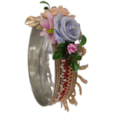 Decorated channi for Organza Velvet Karwa Chauth thali set