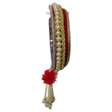 Decorated channi for Red Cream Pearl Karwa Chauth thali set