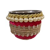 Decorated karwa for Hanging Floral Karwa Chauth pooja set