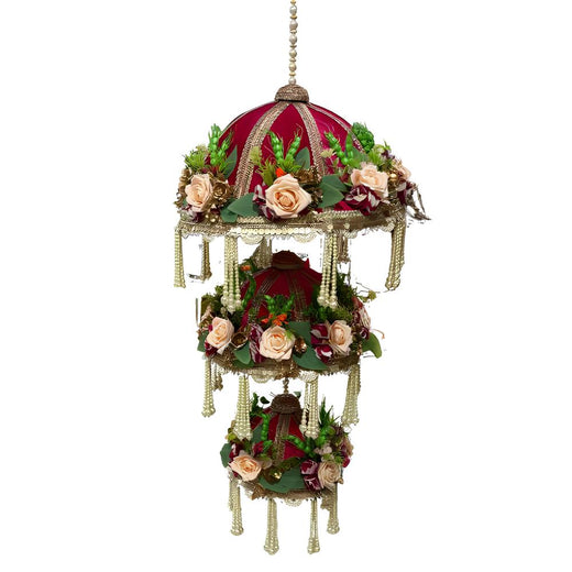 Mandir Chattar Decorative Temple Canopy | Velvet Bamboo Chatra for Home Temple Decoration | Krishna Mandir Decor