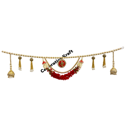 Ganesh ji and pearl bandhanvar door toran with bell tassels