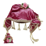 Decorated thaal cover for Mauve Floral Karwa Chauth pooja set