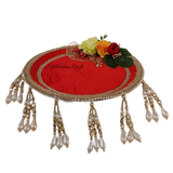 Red Pankhi handcrafted Karwa Chauth thaal with festive detailing