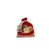 Matching potli bag with Red Floral Karwa Chauth thali set