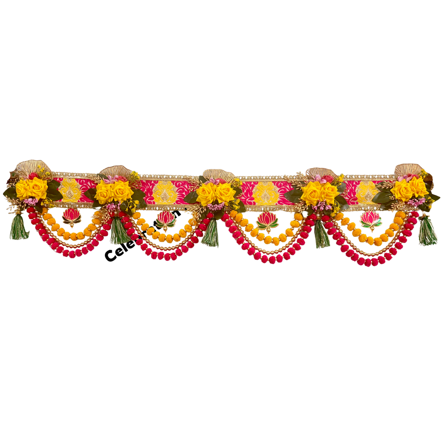 Utsav bandhanvar with lotus and marigold festoons