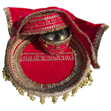Suhaag Karwa Chauth thali set with decorated thaal, karwa and channi