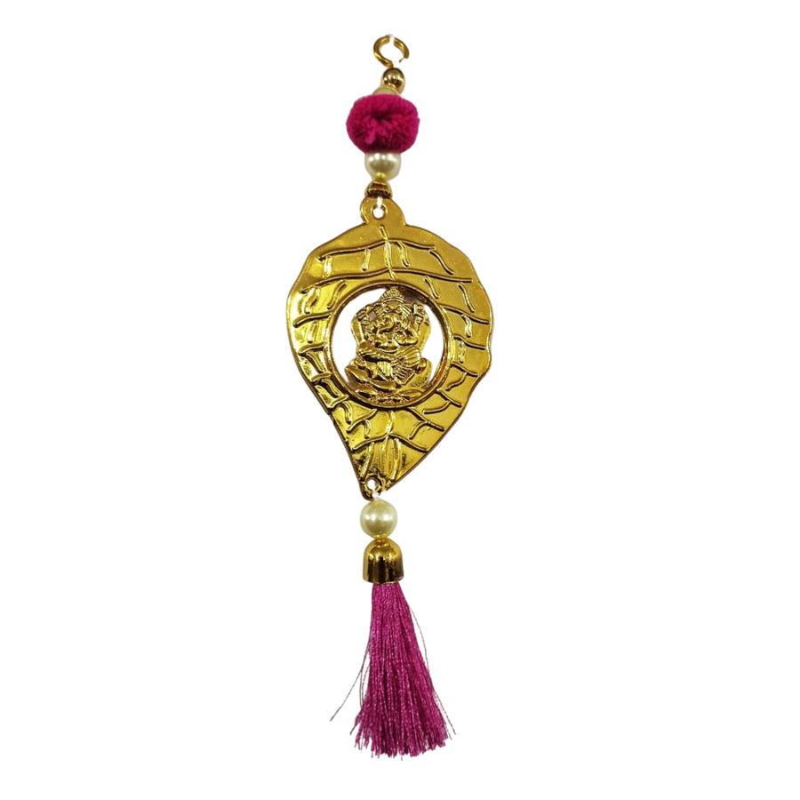 Gold Leaf Ganesh Pom Pom Toran
