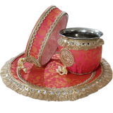 Thali Set — Coral Brocade — 3 Piece