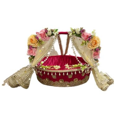 Handcrafted Laddu Gopal Carry Basket- 12 inch wicker basket | God Idol Carry Basket|Laddu Gopal Accessories