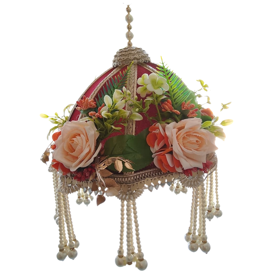 Floral Pearl Chattar 8 inch Small