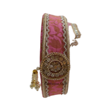Decorated channi for Pink brocade Karwa Chauth thali set