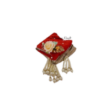 Decorated thaal cover for Red Floral Karwa Chauth pooja set