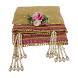 Decorated thaal cover for Golden Karwa Chauth pooja set