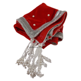 Decorated thaal cover for Silver Pearl Karwa Chauth pooja set
