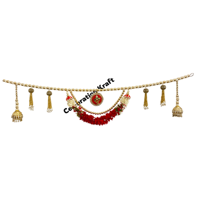 Ganesh ji and pearl bandhanvar door toran with bell tassels