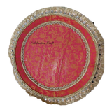 Gajari brocade handcrafted Karwa Chauth thaal with festive detailing
