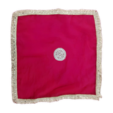 Maharani thaal cover — 19x19 inch rani pink with pearl border