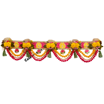 Utsav bandhanvar with lotus and marigold festoons