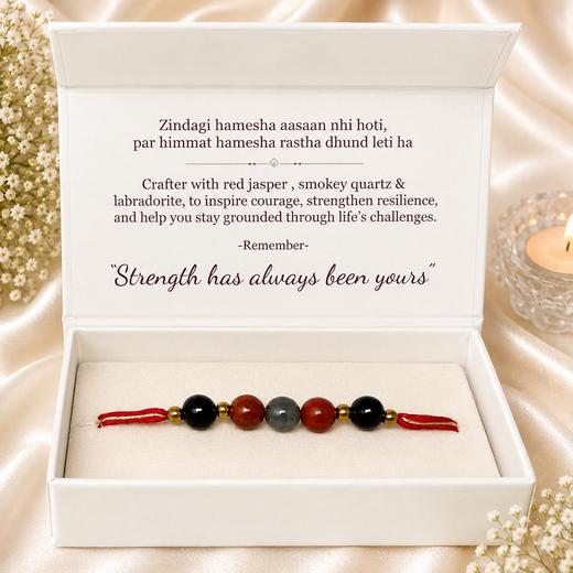 Himmat Rakhi — Labradorite, Smokey Quartz & Red Jasper