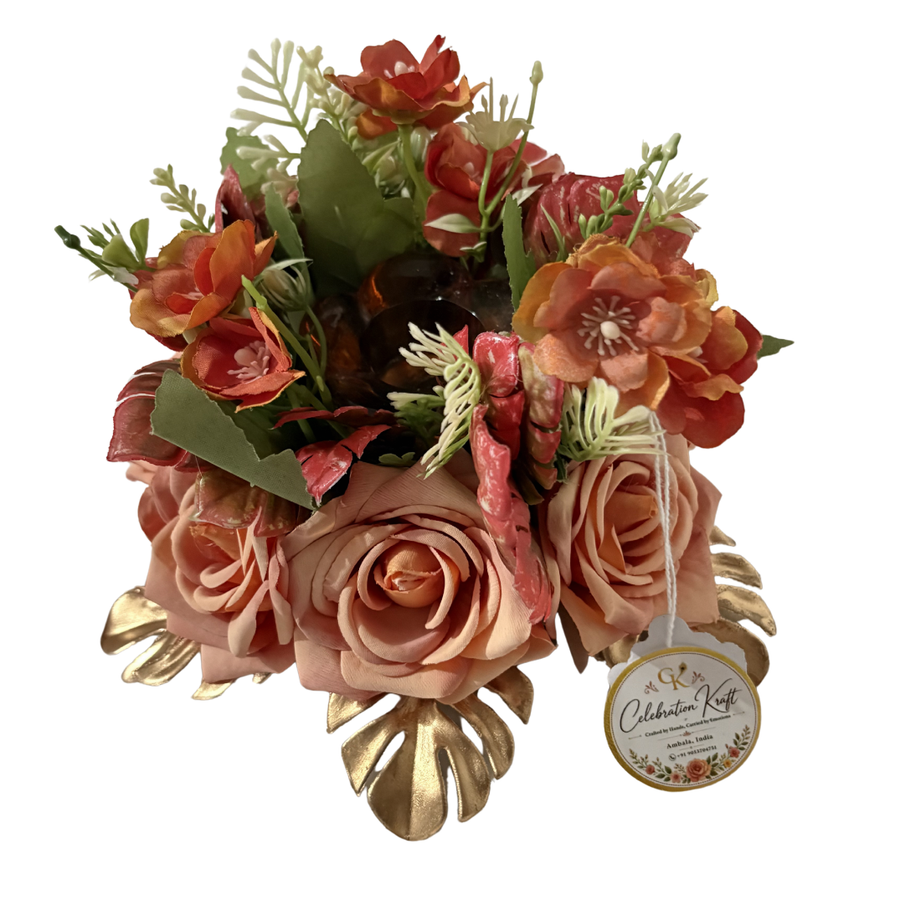 Blush Petal Pot Floral Table Centerpiece | Pastel Wedding, Baby Shower, Dinner Party & Occasional Decor | Handcrafted Flower Pot India