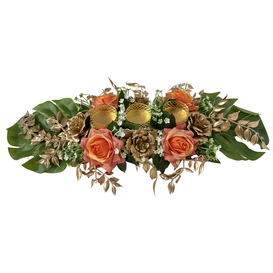 Bloom Palace Floral Table Centerpiece | Colourful Wedding, Dinner Party & Occasional Event Decor | Handmade Flower Arrangement India