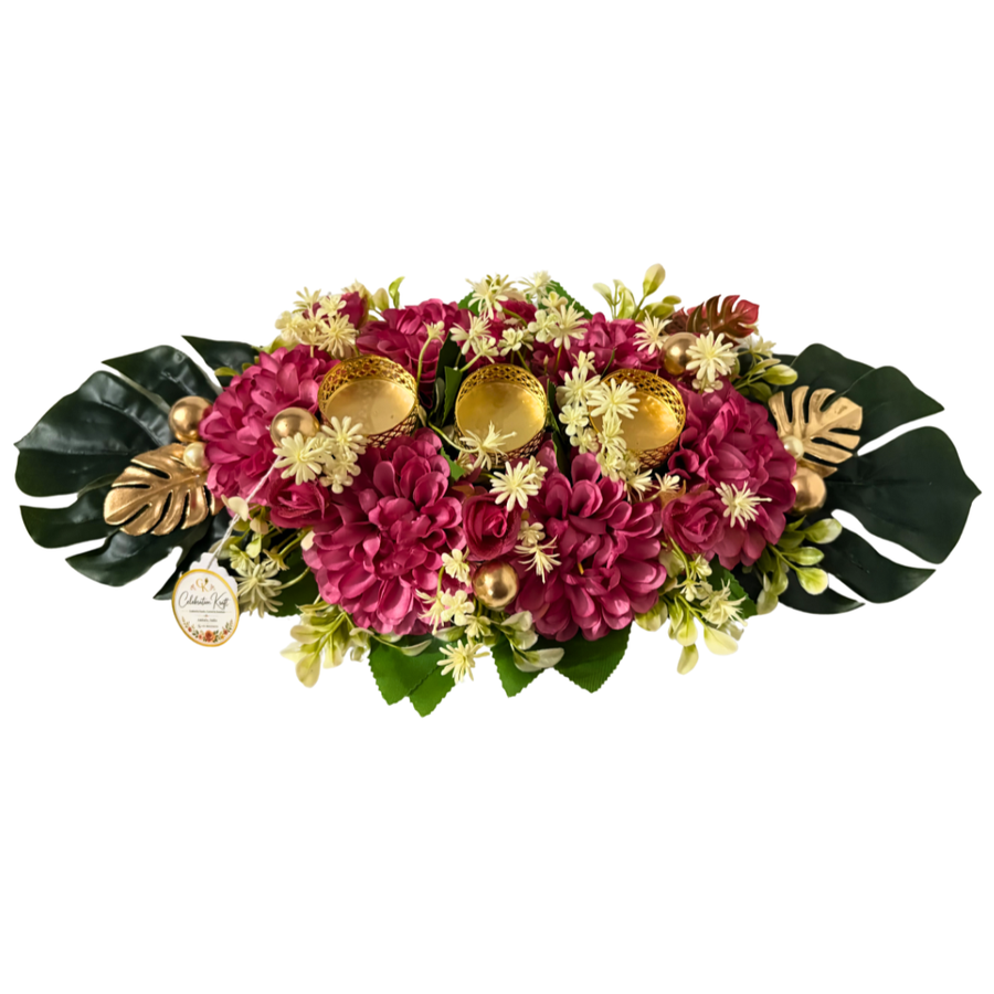 Royal Bloom Floral Table Centerpiece | Premium Wedding, Banquet, Dinner Party & Occasional Table Decoration | Handmade Flower Arrangement India