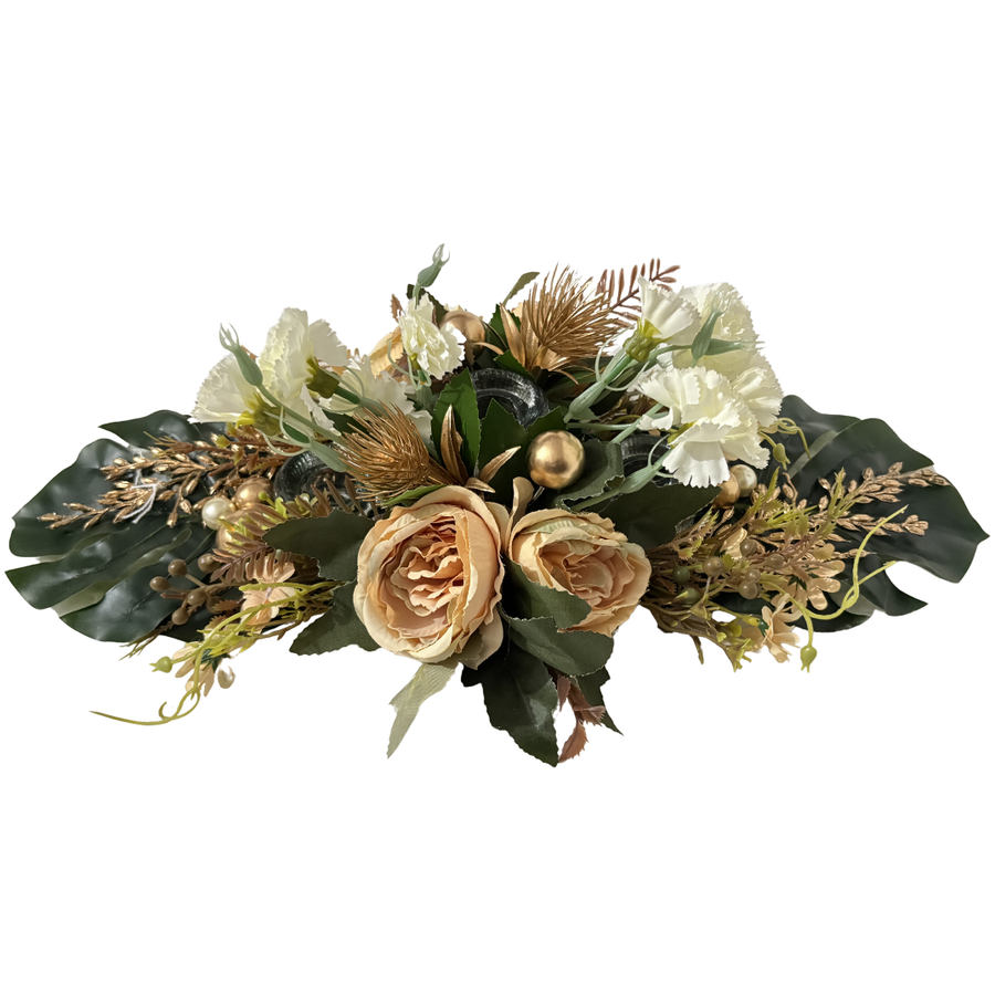Vintage Meadow Glass Table Centerpiece | Rustic Wedding & Party Table Decor | Handmade Wildflower Arrangement India