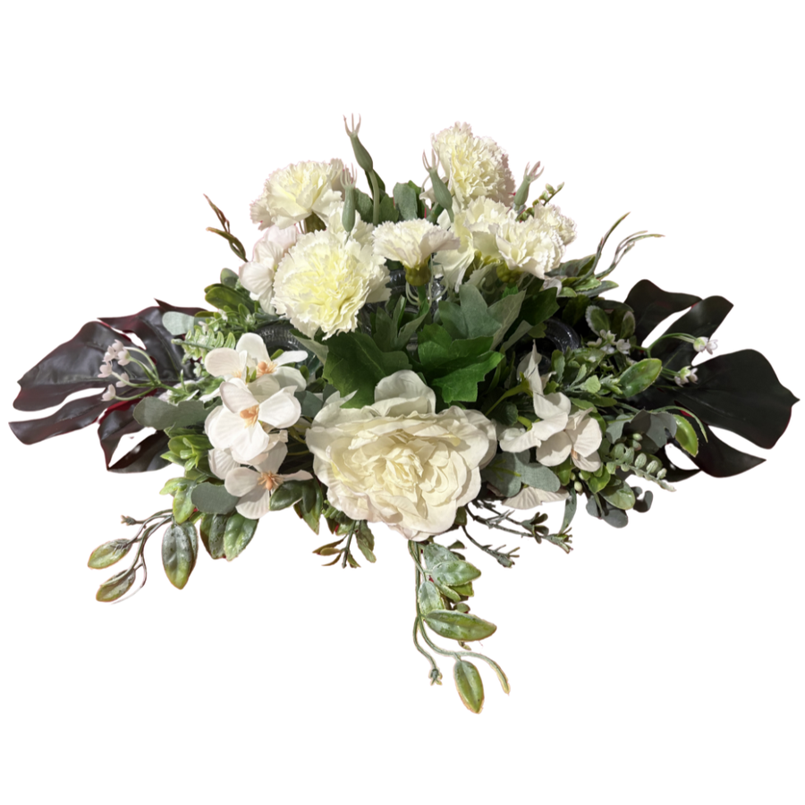 White Atelier Floral Table Centerpiece | Elegant Minimalist Wedding Table Decoration | Handcrafted White Flower Decor India