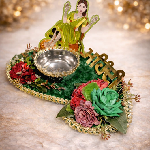 Punjabi Mehendi Platter for Bride | Bridal Mehendi Thali Tray for Wedding Mehndi Ceremony