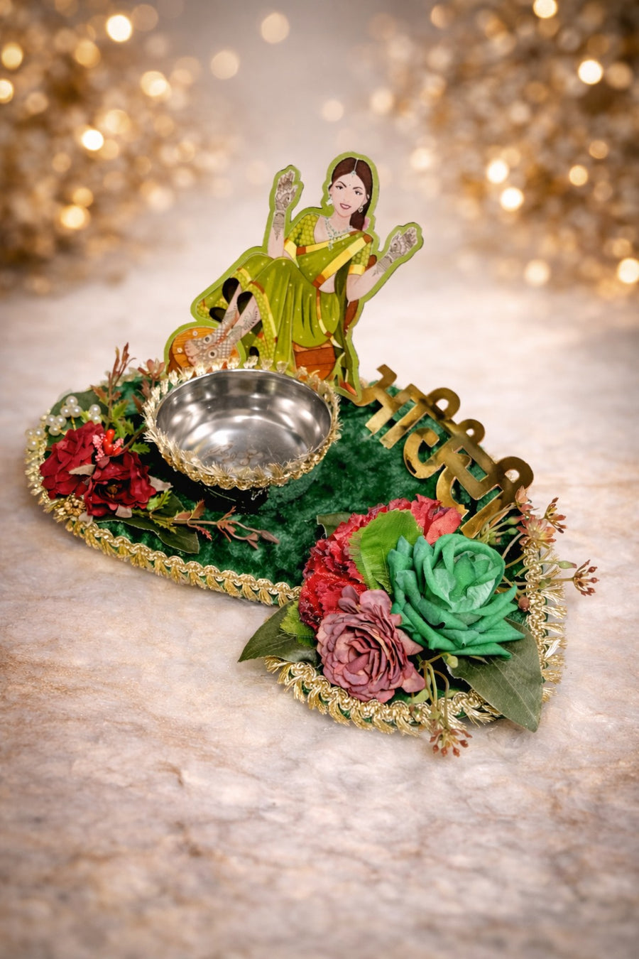 Punjabi Mehendi Platter for Bride | Bridal Mehendi Thali Tray for Wedding Mehndi Ceremony