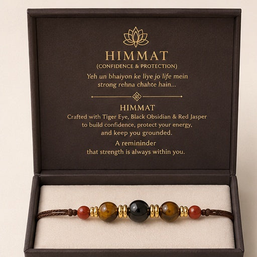 Himmat Crystal Rakhi Bracelet — Tiger Eye Black Obsidian Red Jasper