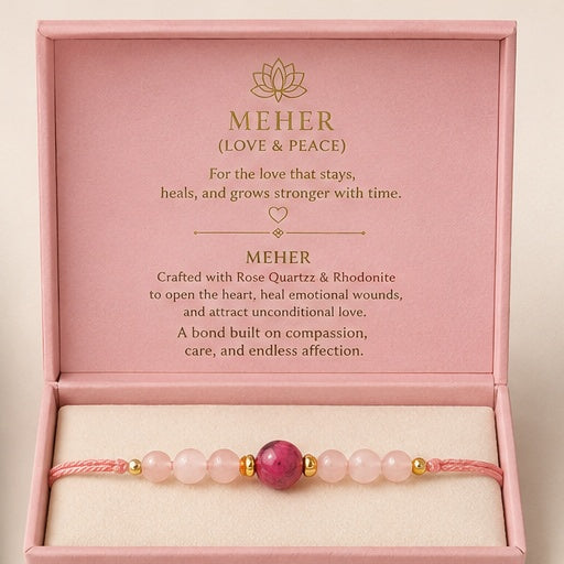 Meher Crystal Rakhi Bracelet — Rose Quartz Rhodonite