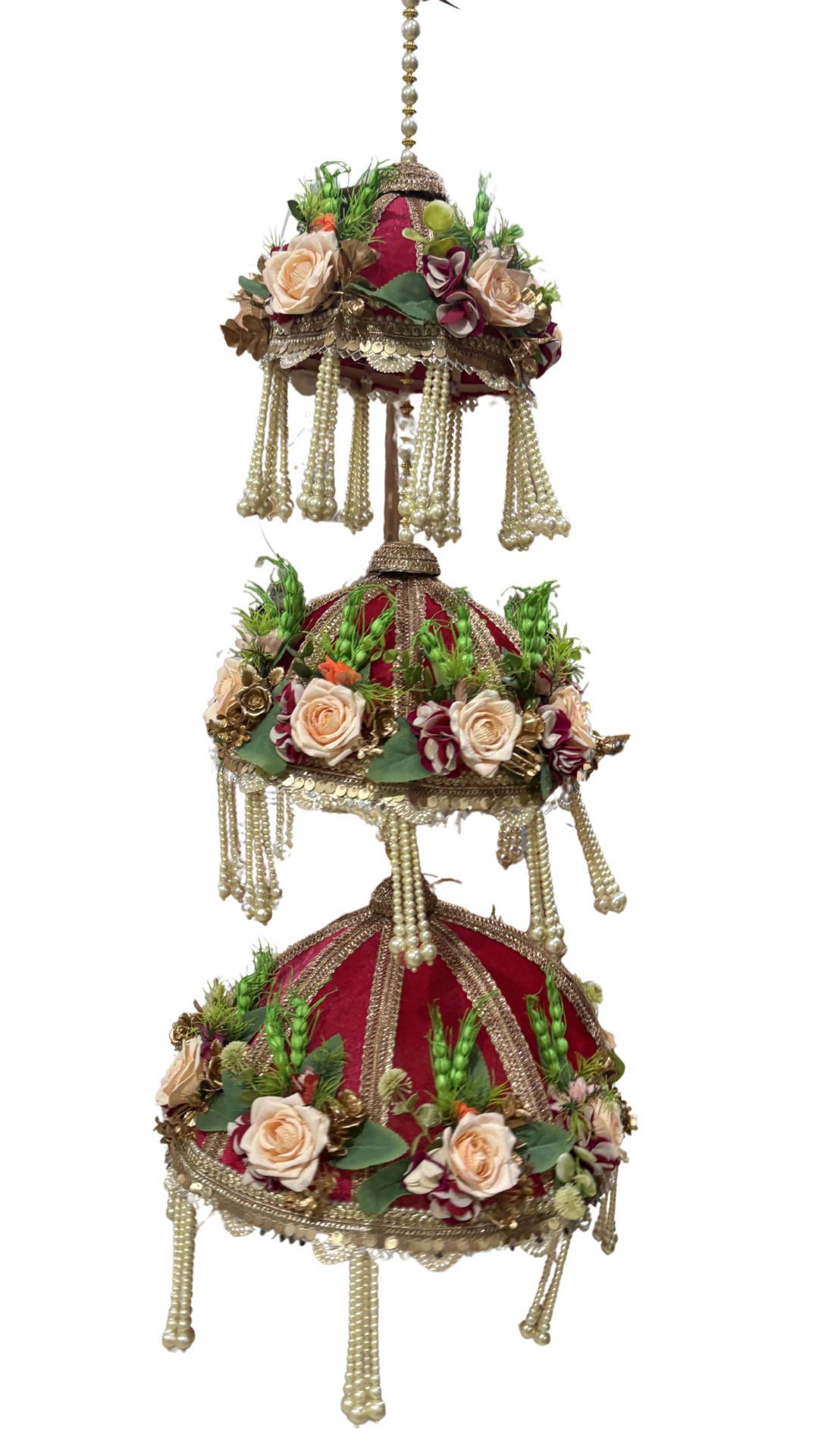 Floral Pearl Chattar — 15 inch large