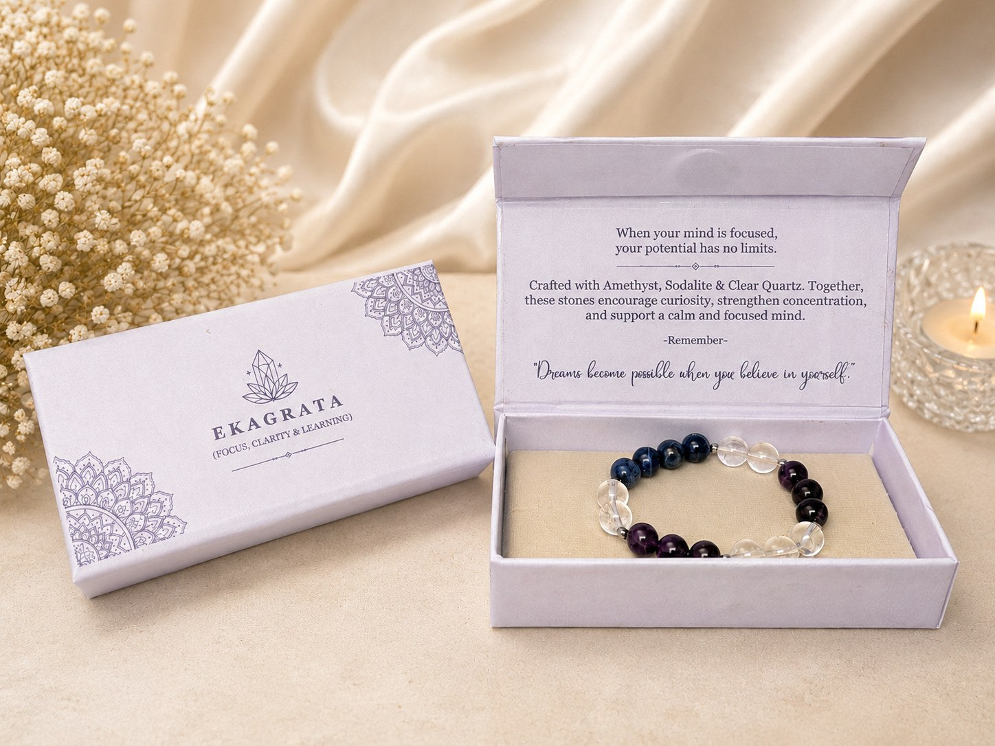 Ekagrata Rakhi — Open Box — Crystal Detail