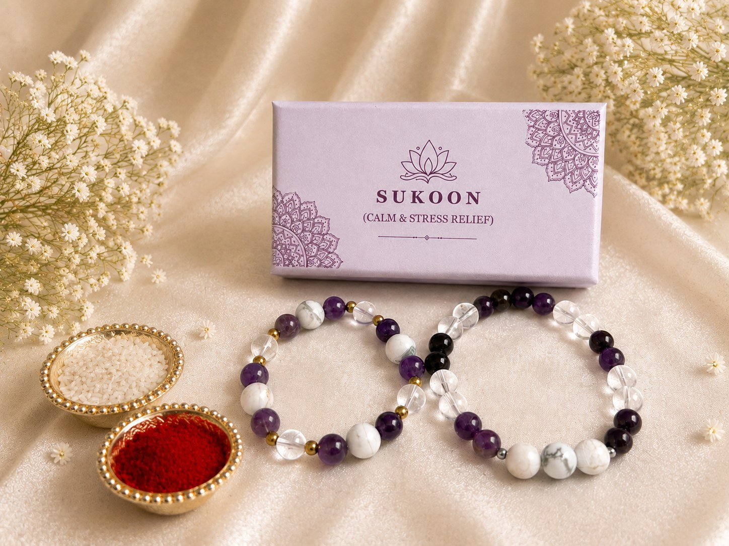 Sukoon Rakhi — Bhaiya-Bhabhi Bracelet Set